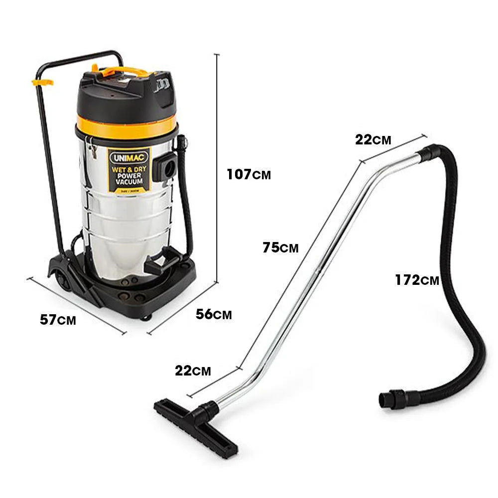 UNIMAC 100L 2400W Wet and Dry Vacuum Cleaner Heavy-Duty