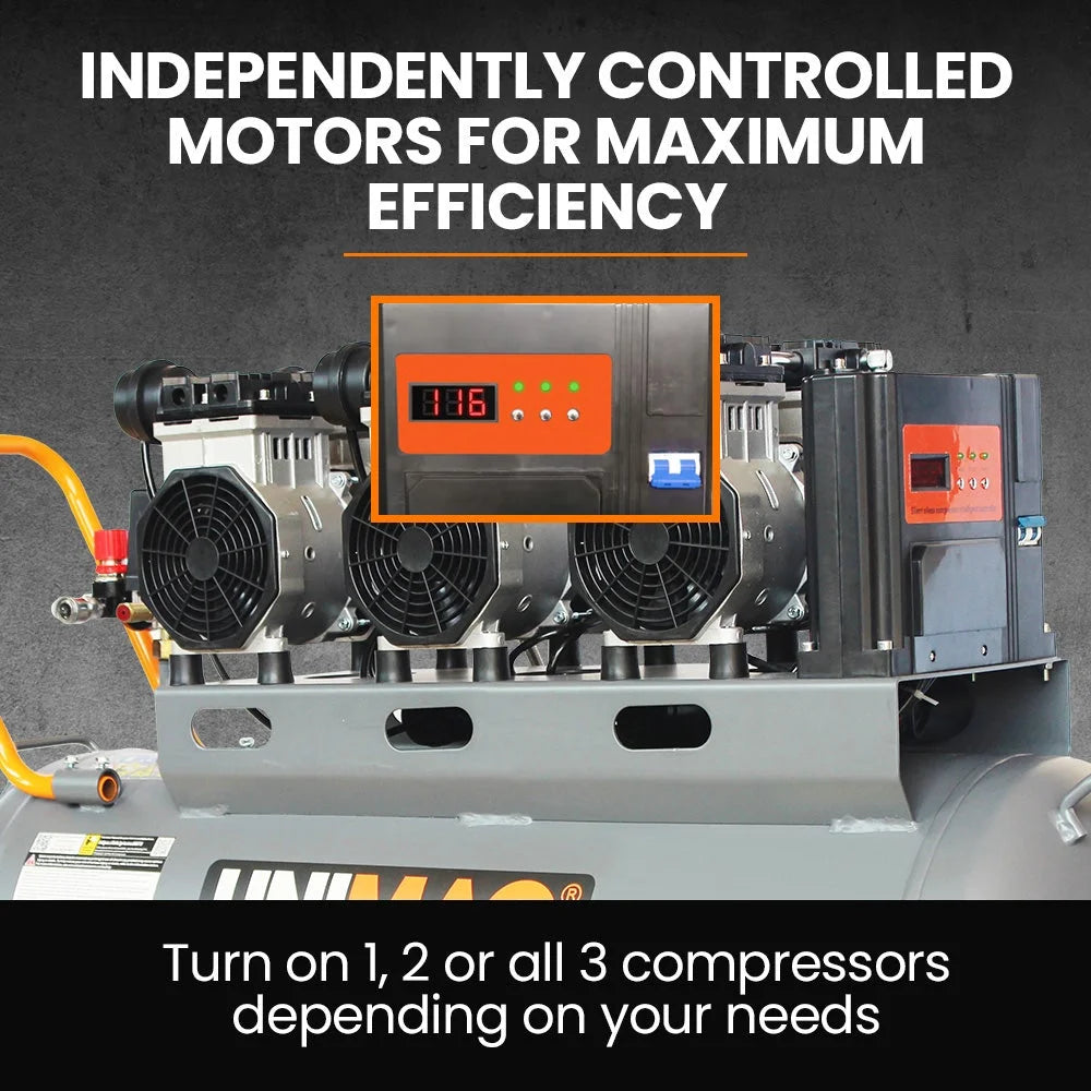 UNIMAC 100L 4.5HP Silent Oil-Free Air Compressor with Twin