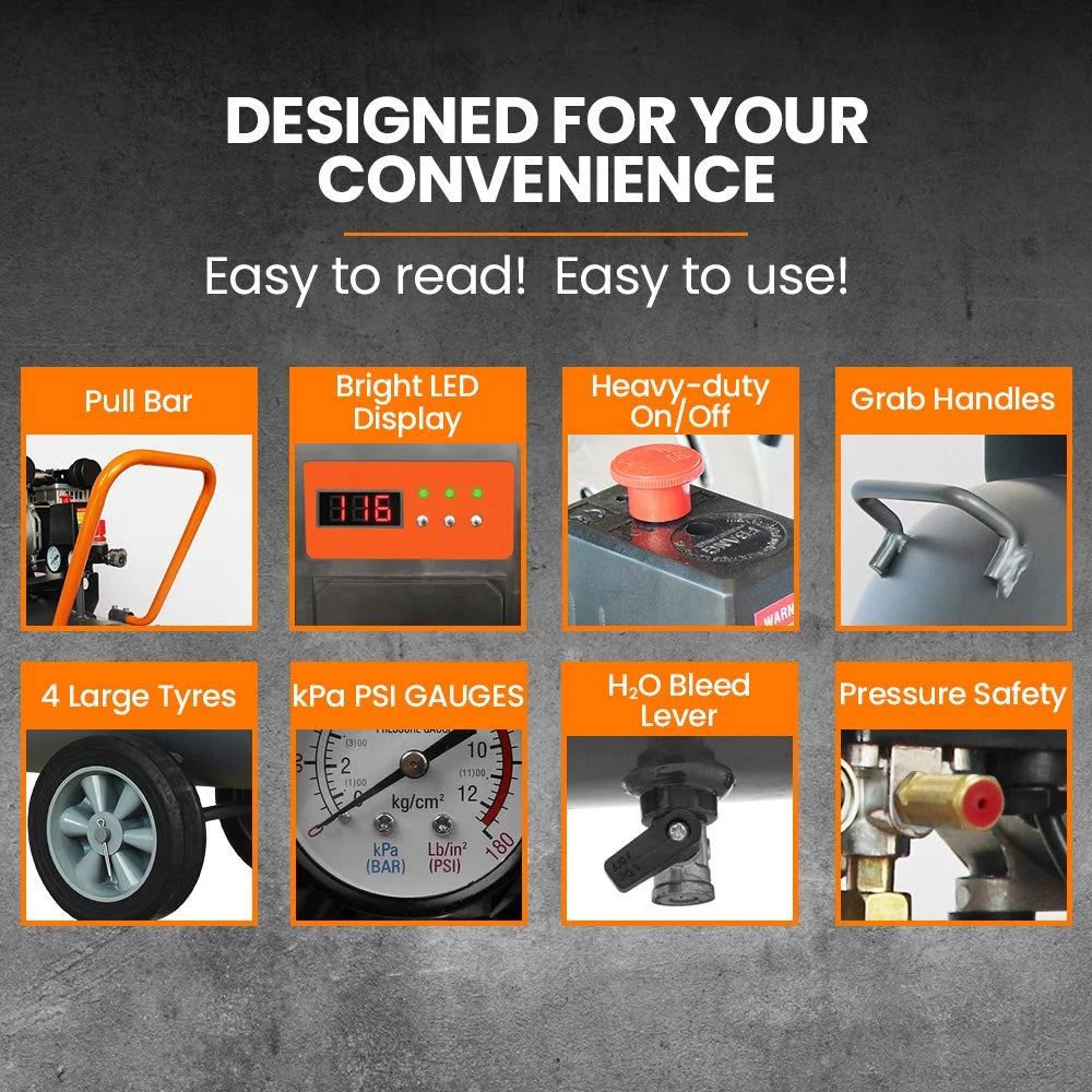 UNIMAC 100L 4.5HP Silent Oil-Free Air Compressor with Twin