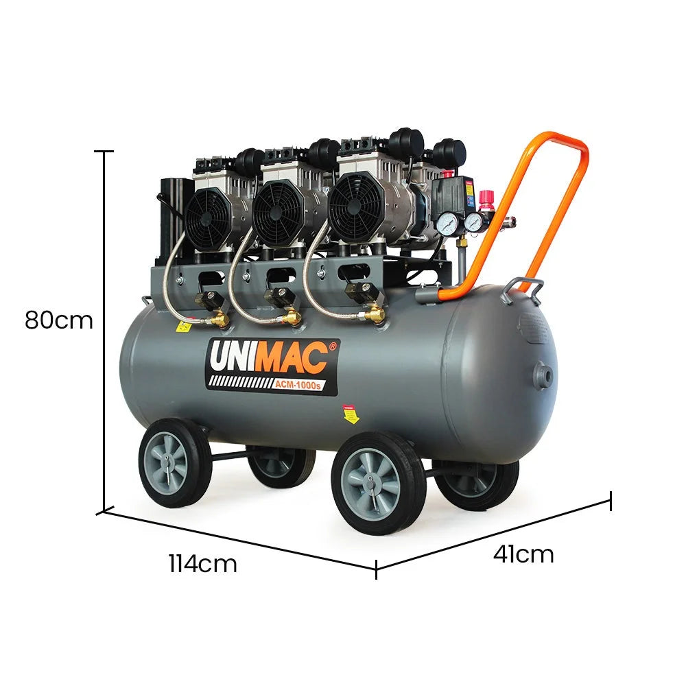 UNIMAC 100L 4.5HP Silent Oil-Free Air Compressor with Twin