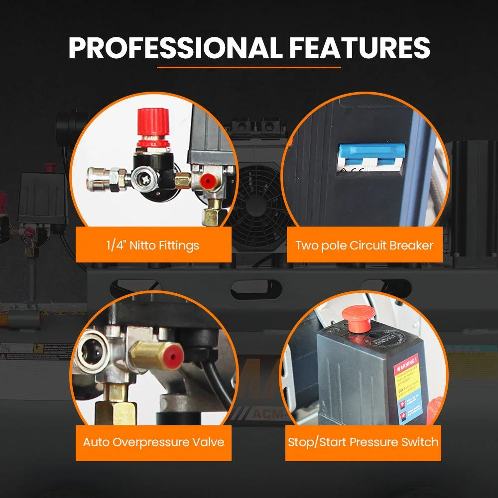 UNIMAC 100L 4.5HP Silent Oil-Free Air Compressor with Twin