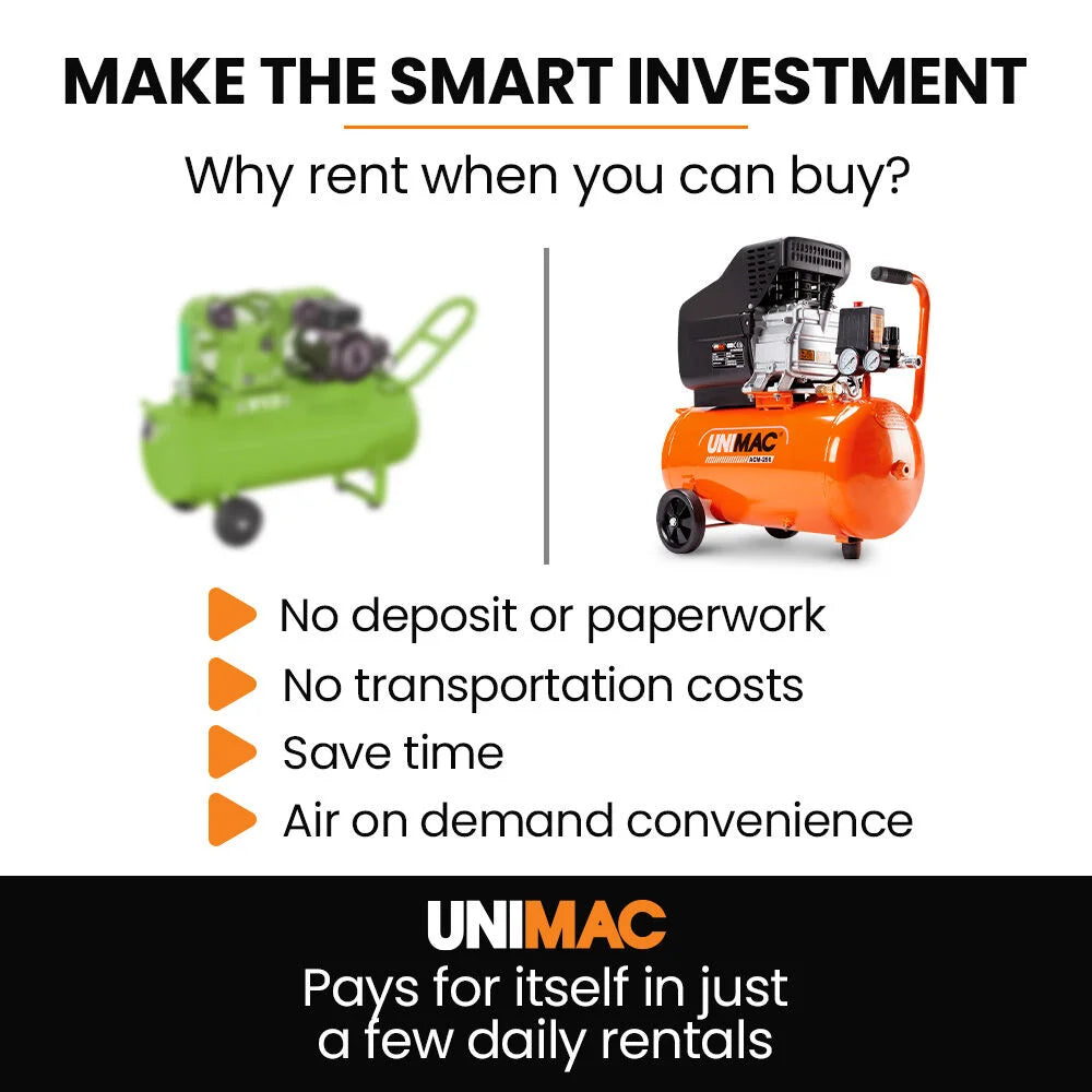 UNIMAC 24L 2.0HP Air Compressor Direct Drive 2 Couplers