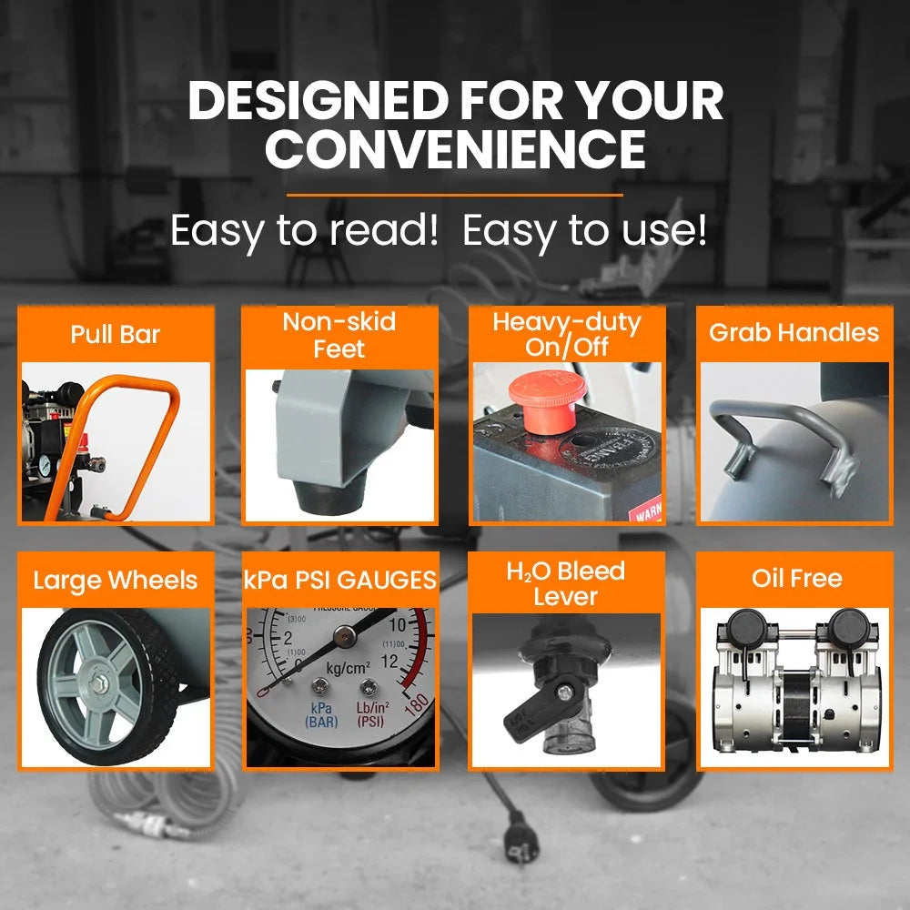 UNIMAC 25L 1.5HP Silent Oil-Free Electric Air Compressor