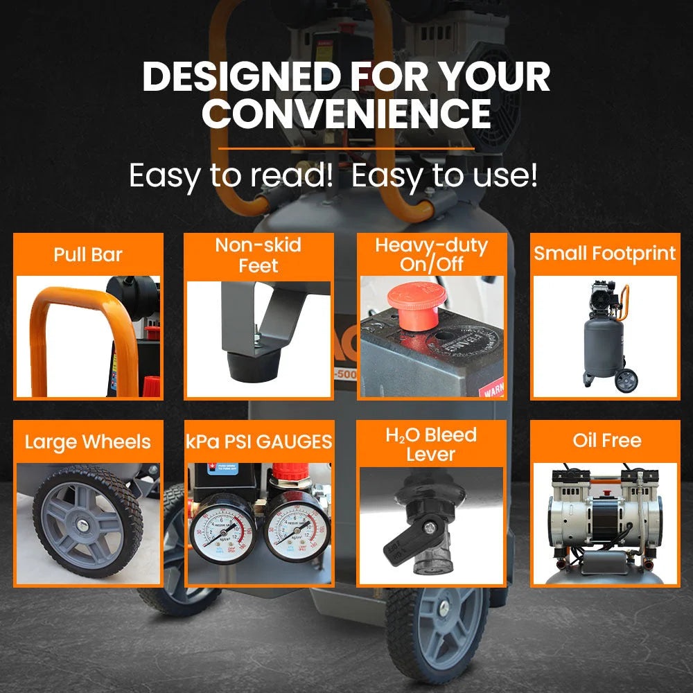 Unimac 2HP 50L Silent Oil-Free Portable Electric Air