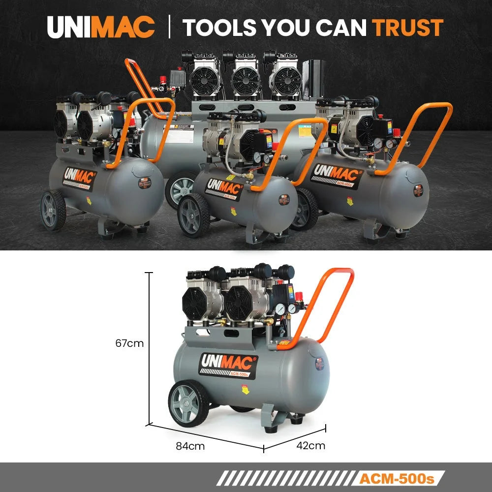 UNIMAC 50L 3.0HP Silent Oil-Free Electric Air Compressor