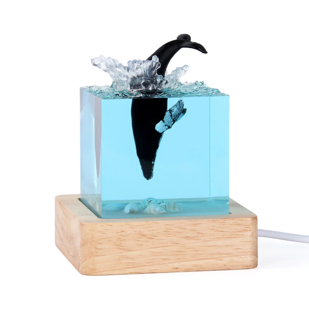 Unique Handmade Epoxy Resin Lamp - Marine Life Diorama USB