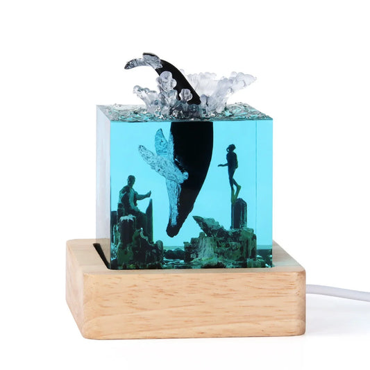Unique Handmade Epoxy Resin Lamp - Marine Life Diorama USB