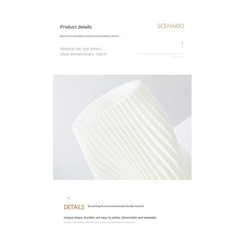 Unique Pleated Design Table Lamp - 3D Printed Washable