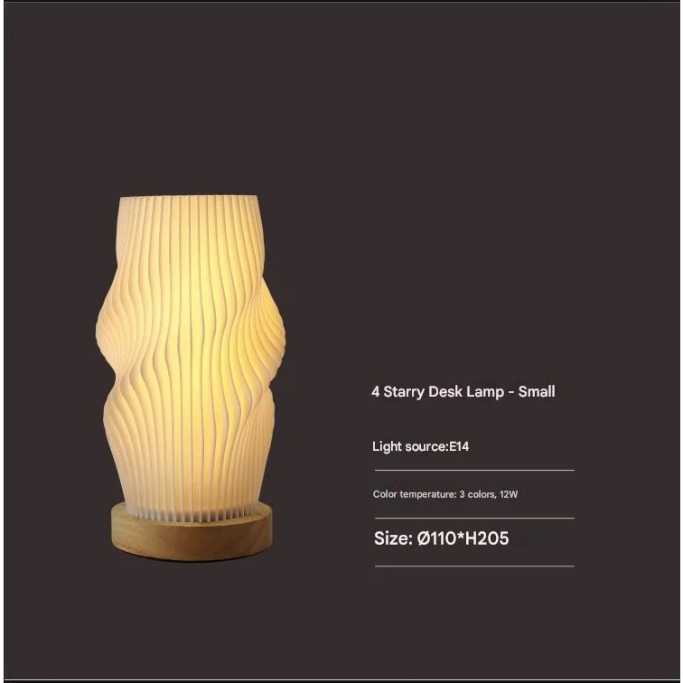 Unique Pleated Design Table Lamp - 3D Printed Washable