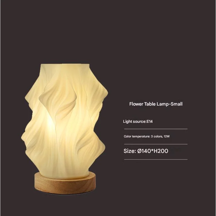 Unique Pleated Design Table Lamp - 3D Printed Washable