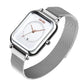 Unisex Magnetic Buckle Mesh Belt Quartz Watch - Silver
