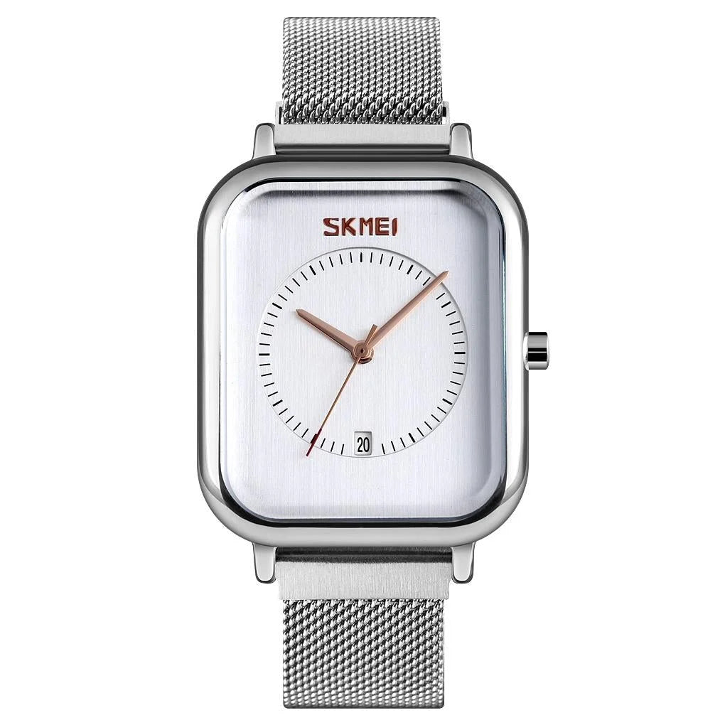 Unisex Magnetic Buckle Mesh Belt Quartz Watch - Silver Blue