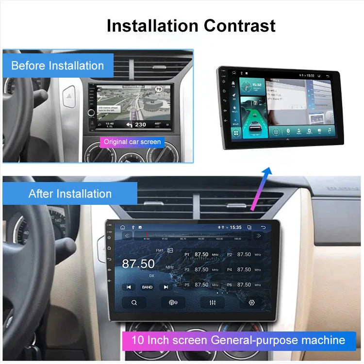Universal 10-Inch Android Car Stereo GPS Navigator - QLED