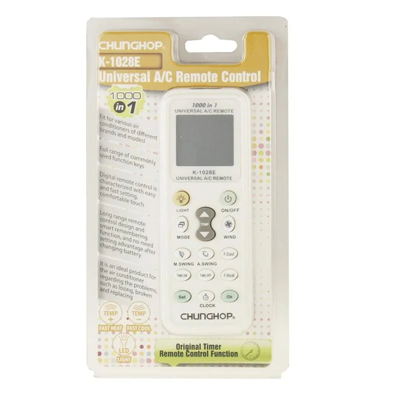 Universal A / C Remote Controller With Flashlight - 1000 Functions - White-1915198275288436743