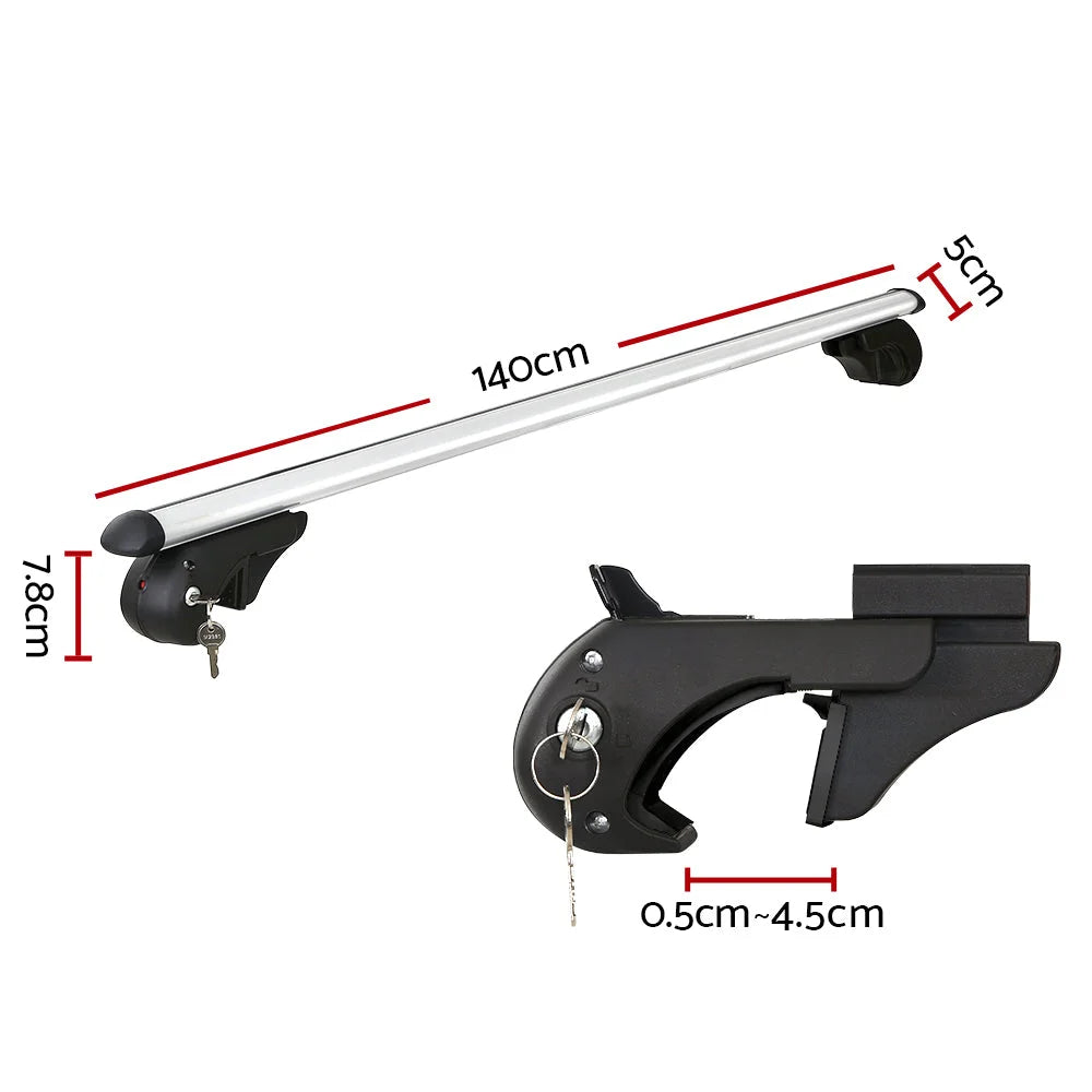 Universal Car Roof Rack 1360mm Cross Bars Aluminium Silver