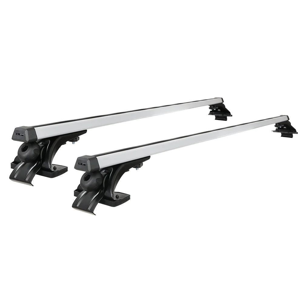 Silver aluminium 1450mm car roof racks with black roof bars and mounting brackets