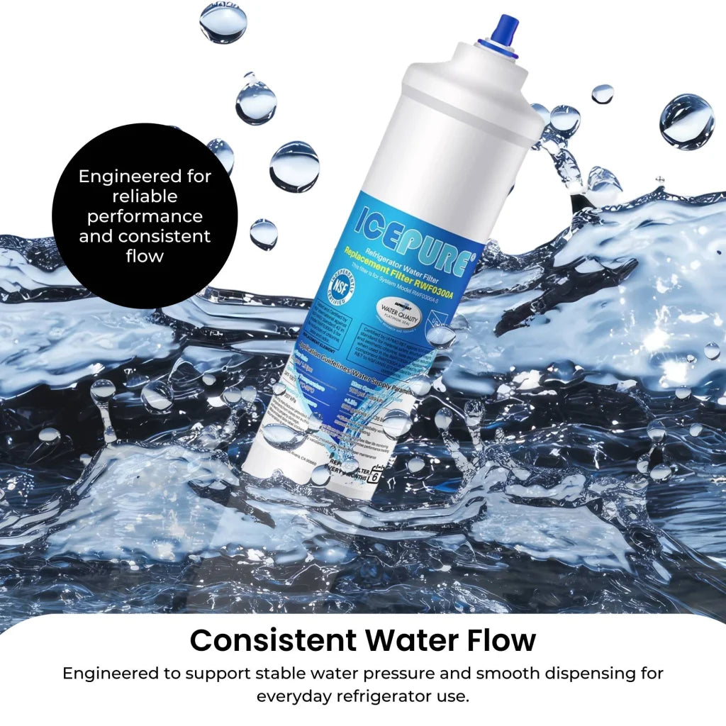 Fridge water filter cartridge with inline cartridge body and connector ends