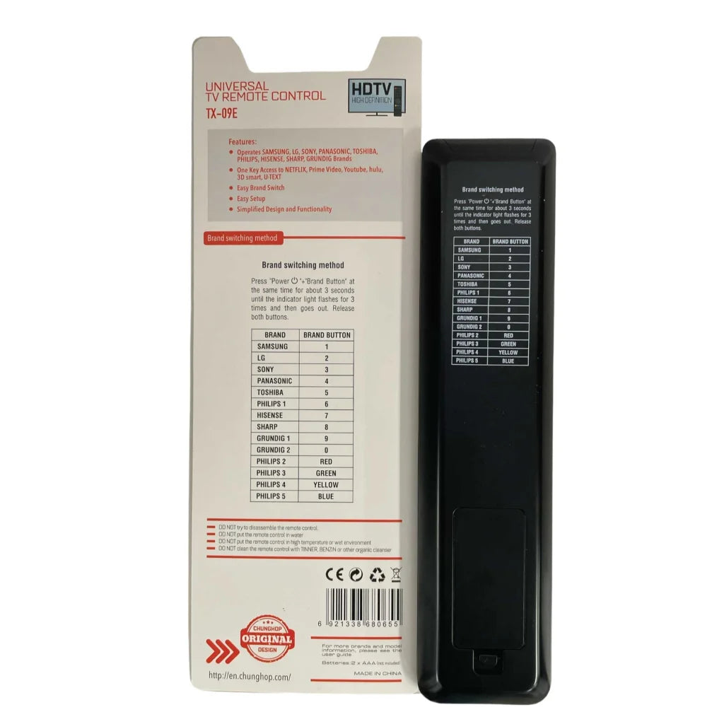 Universal TV Remote Chunghop TX 09E 3D for Smart