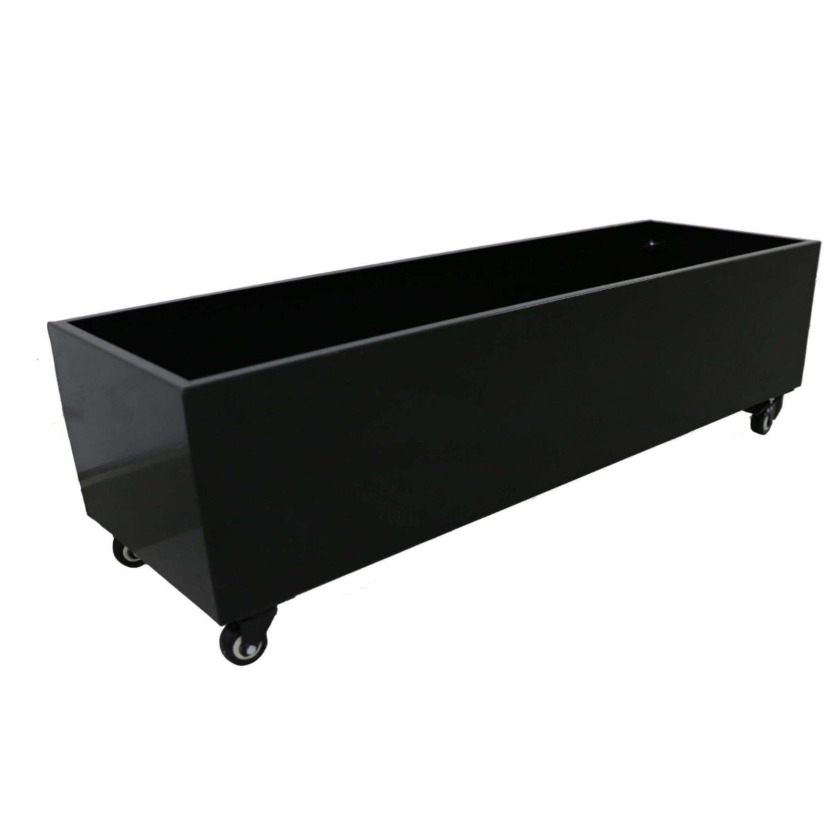 Metal Planter Black Medium with Wheels