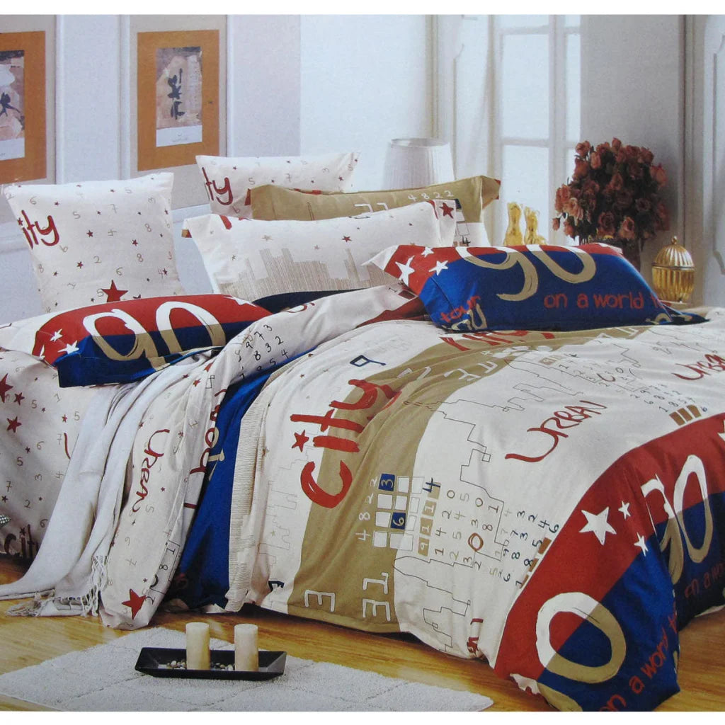 Urban City Printed Quilt Cover Set Cotton 310TC Single