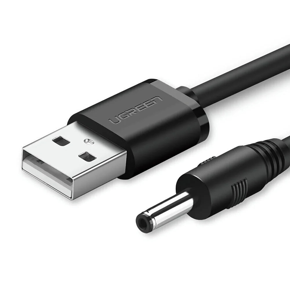 USB 2.0 A to DC 3.5mm M/F Charging Cable 1M - Black (10376)