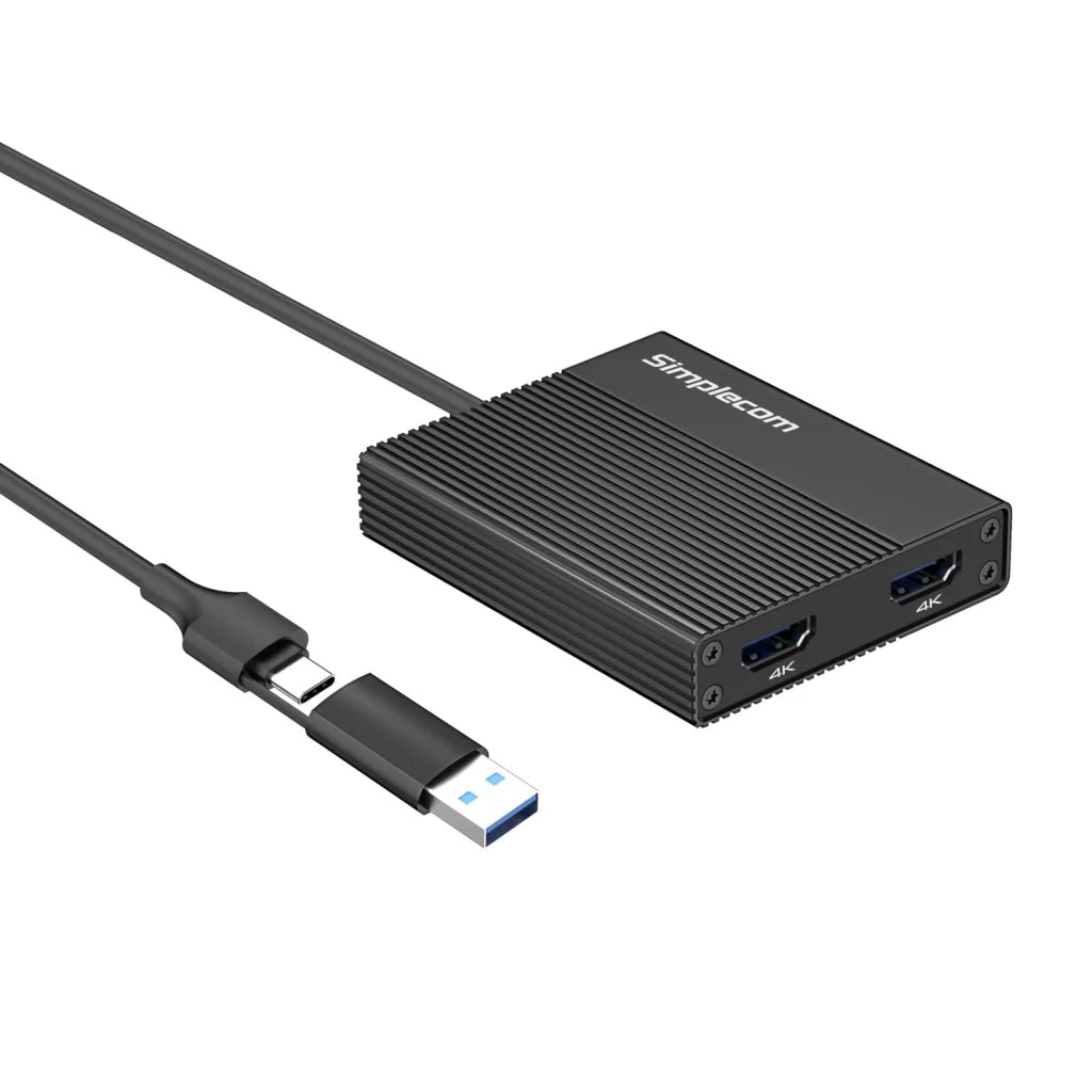 USB 3.0 or USB-C to Dual 4K HDMI 2.0 Display Adapter for 2x