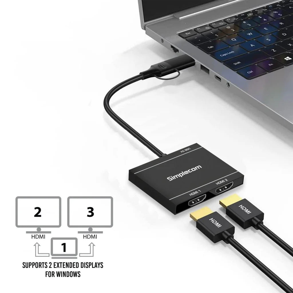 USB 3.0 or USB-C to Dual HDMI Display Adapter DA327 for 2x