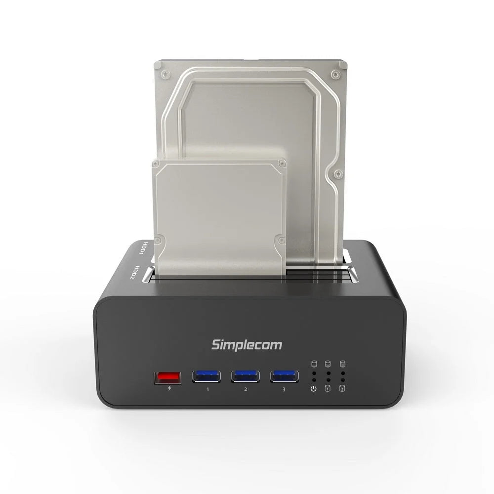 USB 3.0 to Dual SATA Docking Station with 3-Port Hub & 2.1A