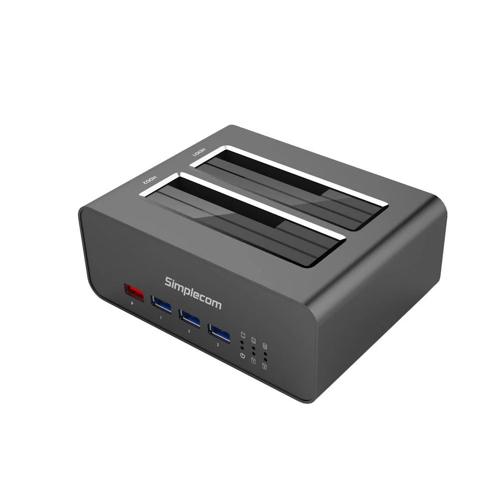 USB 3.0 to Dual SATA Docking Station with 3-Port Hub & 2.1A