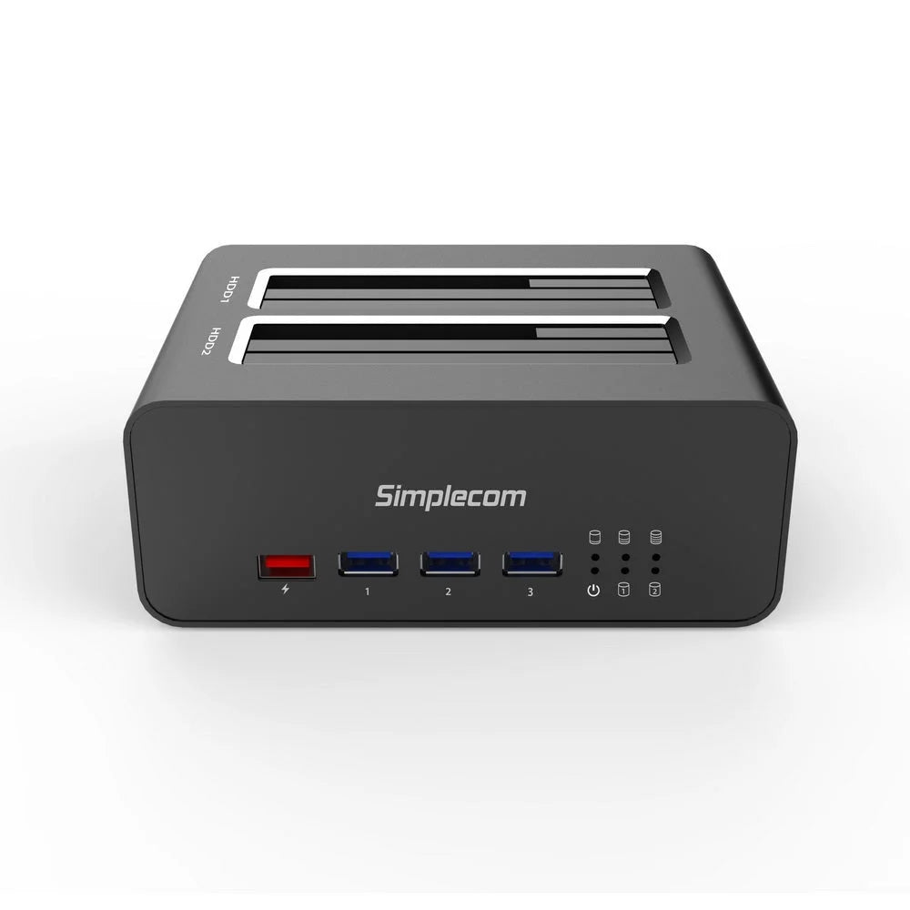 USB 3.0 to Dual SATA Docking Station with 3-Port Hub & 2.1A