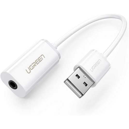 USB-A Male to 3.5mm Aux Cable - White