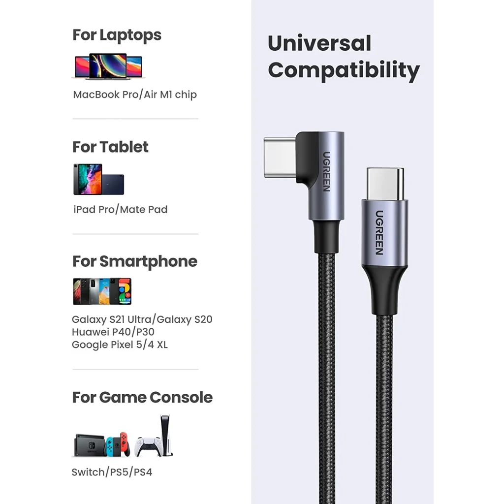 USB-C 2.0 to Angle USB-C Cable 3M - Black (80714)