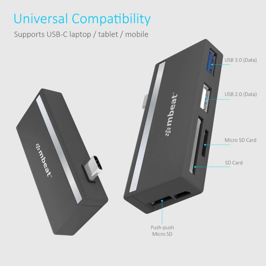 USB-C Hub MBEAT Essential 5-In-1 - USB 2.0 3.0 SD/TF Card