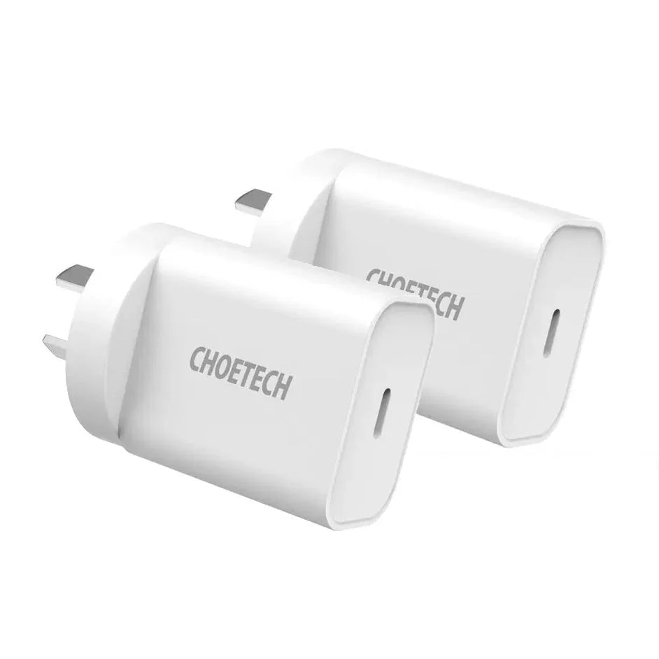 USB-C PD 20W AC Charger Adapter 2-Pack - White CHOETECH