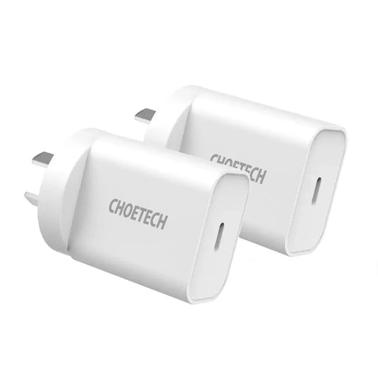 USB-C PD 20W AC Charger Adapter 2-Pack - White CHOETECH