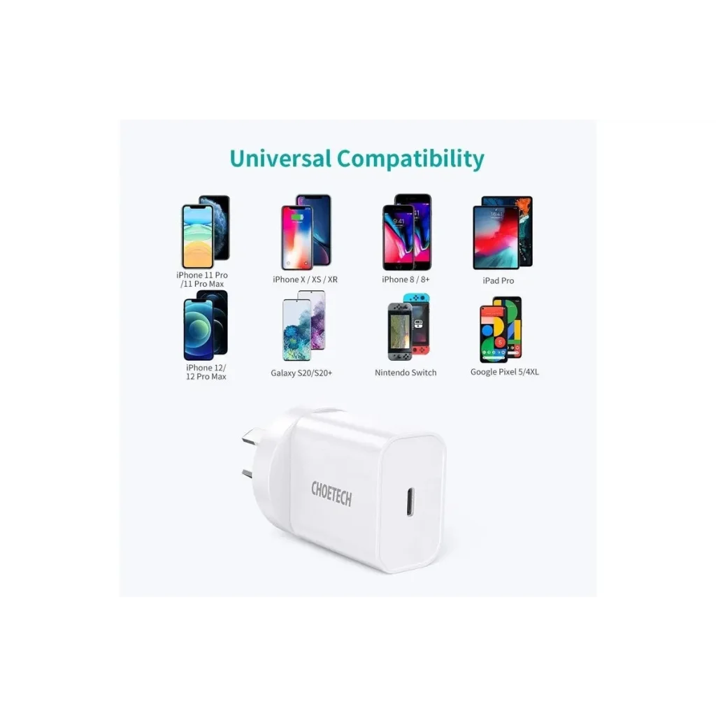 USB-C PD 20W AC Charger Adapter 2-Pack - White CHOETECH