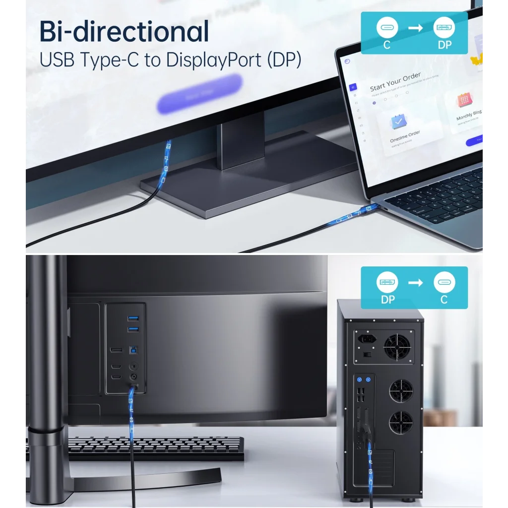 USB-C To DisplayPort Cable 8K@30Hz 1.8M Two-Way CHOETECH