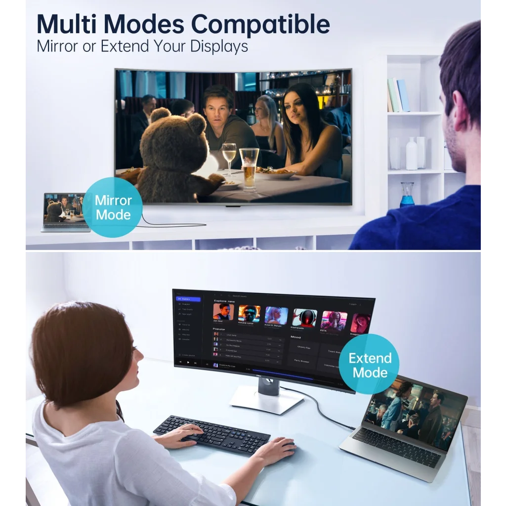 USB-C To DisplayPort Cable 8K@30Hz 1.8M Two-Way CHOETECH