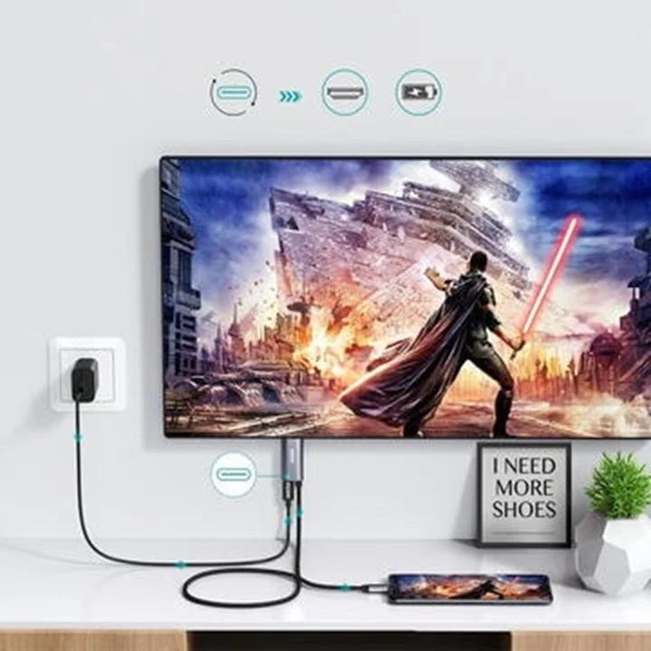 USB-C to HDMI 4K 60Hz Adapter with PD100W Power Delivery