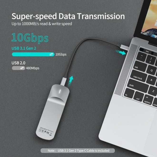USB-C to M.2 B-Key Hard Drive Enclosure 10Gbps - Choetech