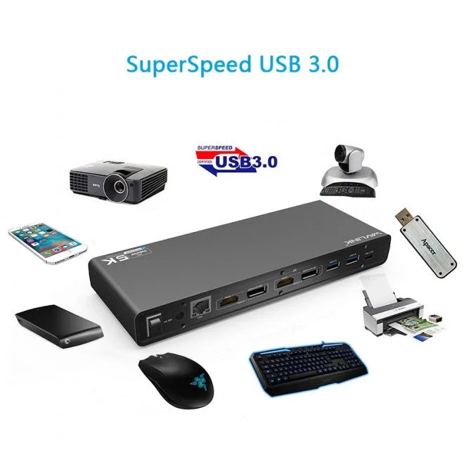 USB-C Ultra 5K Laptop Docking Station with 6x USB3.0 4K