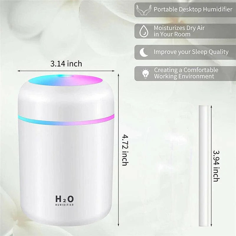 Usb Car Air Purifier Diffuser Aroma Oil Humidifier Mist Led