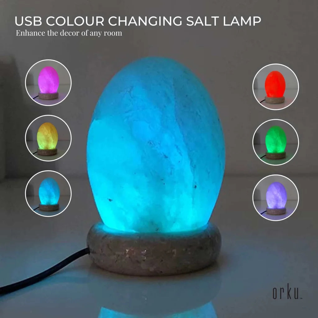 USB Colour Changing Egg Shape Himalayan Pink Salt Lamp