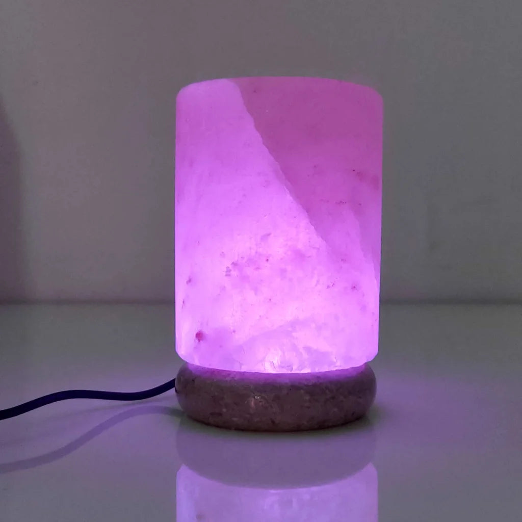 USB Colour Changing Salt Himalayan Lamp - Cylinder Shape
