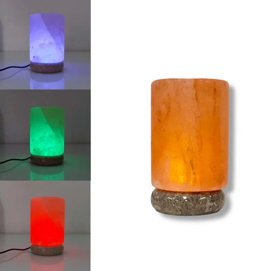 USB Colour Changing Salt Himalayan Lamp - Cylinder Shape