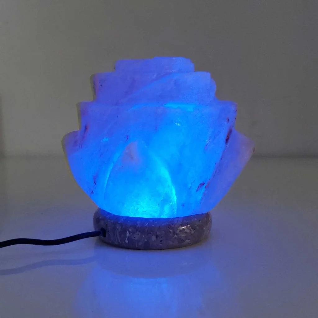 USB Colour Changing Salt Himalayan Lamp - Flower Shape Pink