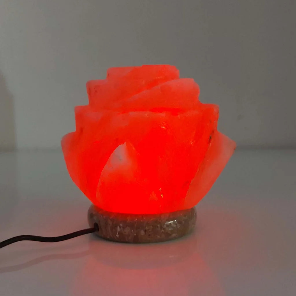 USB Colour Changing Salt Himalayan Lamp - Flower Shape Pink