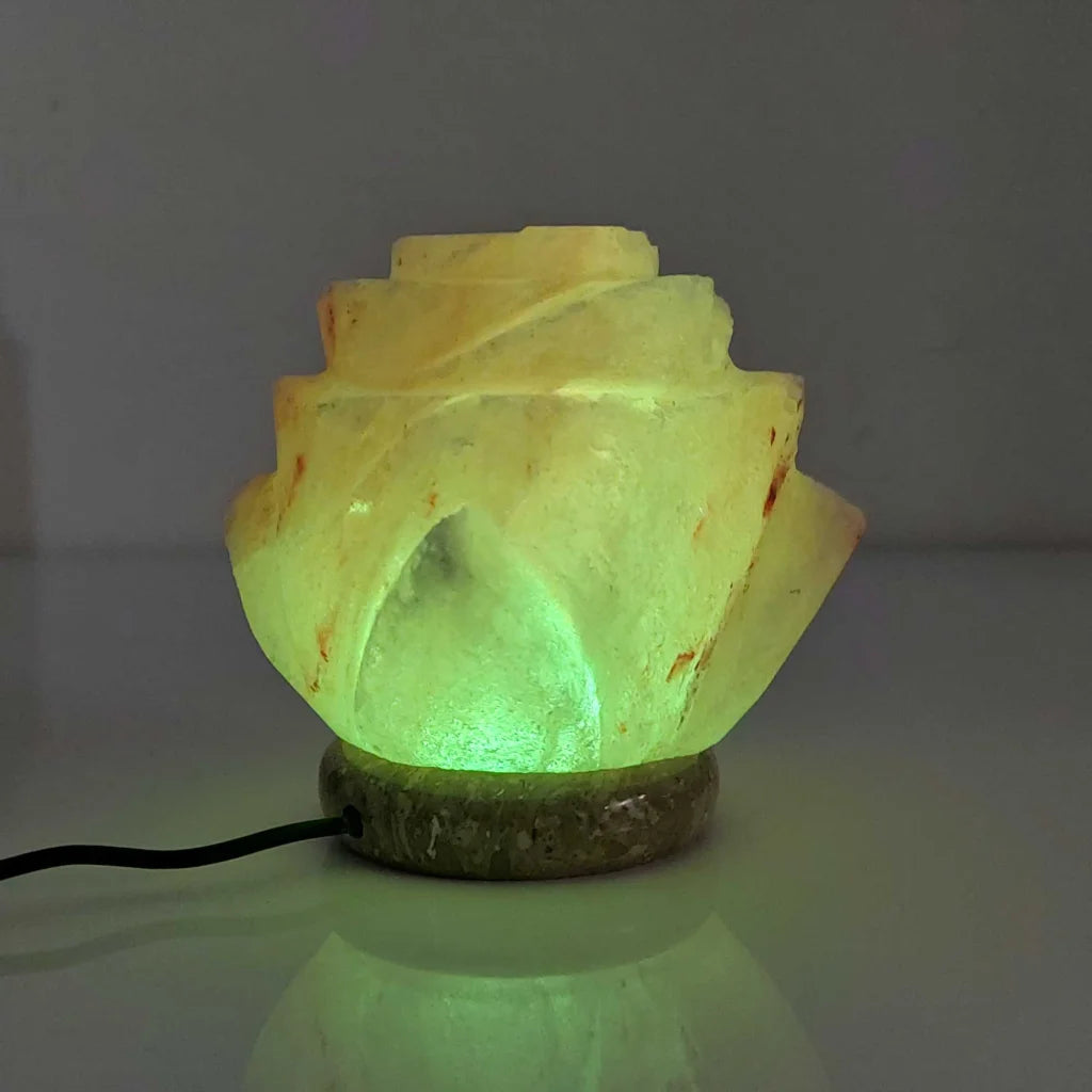 USB Colour Changing Salt Himalayan Lamp - Flower Shape Pink