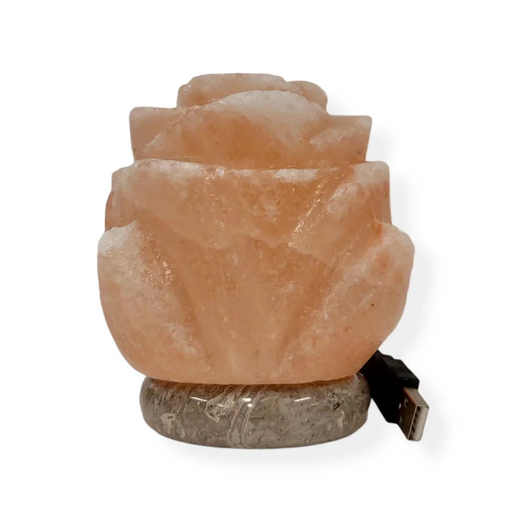 USB Colour Changing Salt Himalayan Lamp - Flower Shape Pink