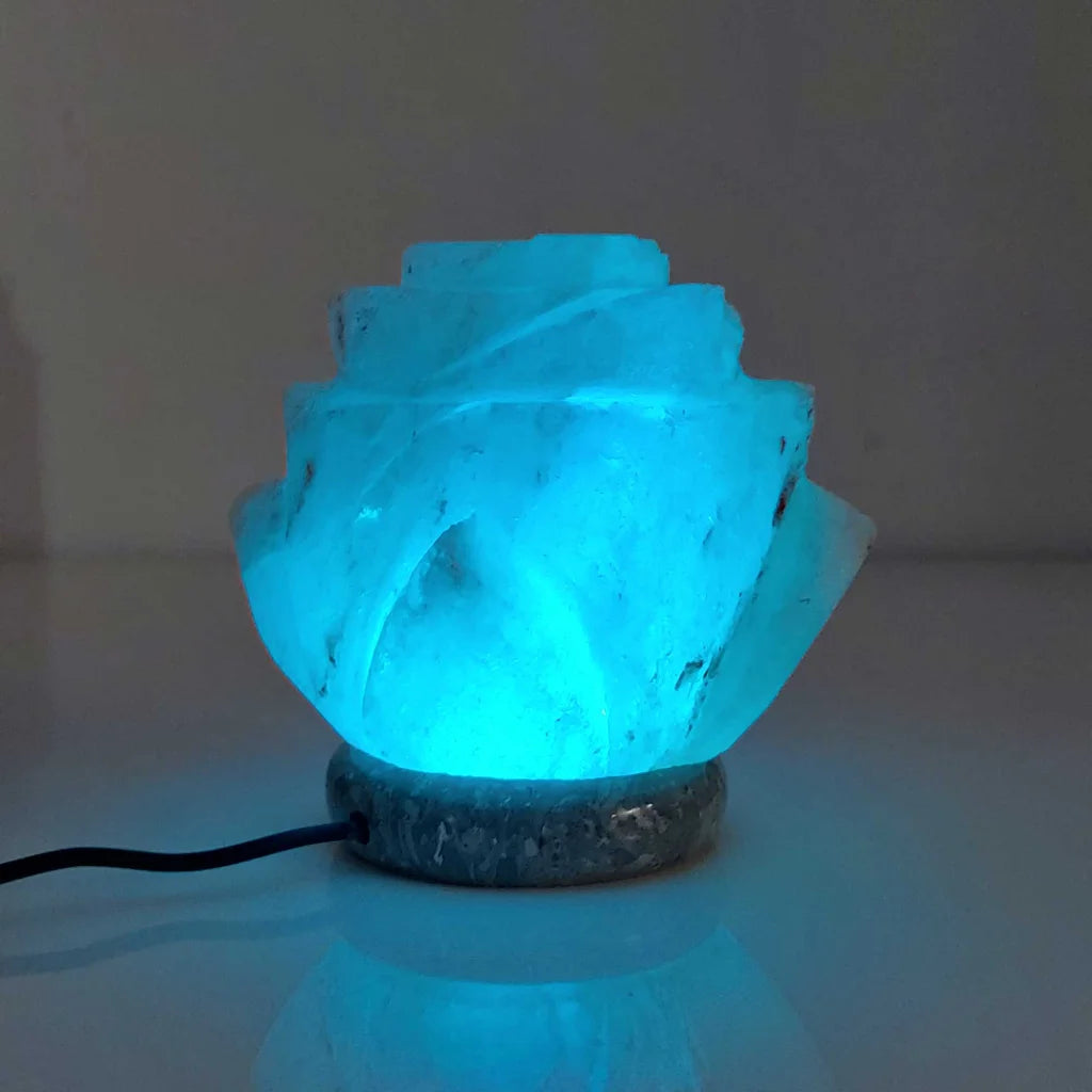 USB Colour Changing Salt Himalayan Lamp - Flower Shape Pink